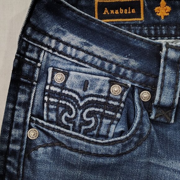 Rock Revival Anabela Skinny Jeans Womens Size 26 Low Rise Stretch Blue Denim - Picture 5 of 16